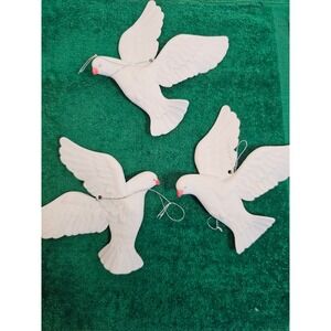 Vintage White Doves Peace Bird Ornaments Hanging Hong Kong Christmas